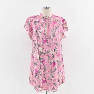 THE KOOPLES Short Pink Dress Size XS‎ Floral Paisley Print Frilly Sleeve Mini